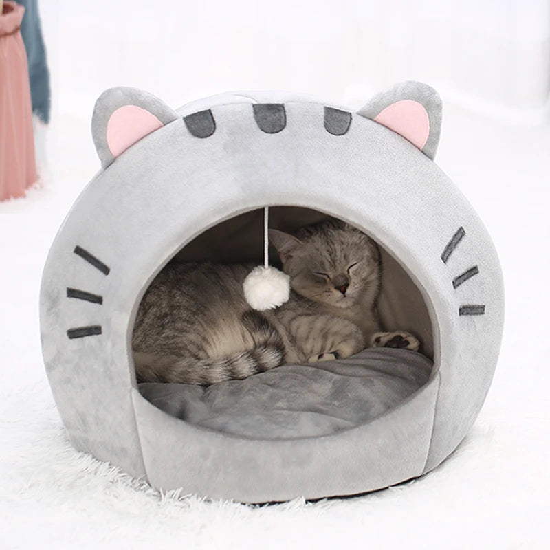 Cama Cálida y Acolchada para Gatos - Diseño Orejitas Divertidas 🐾