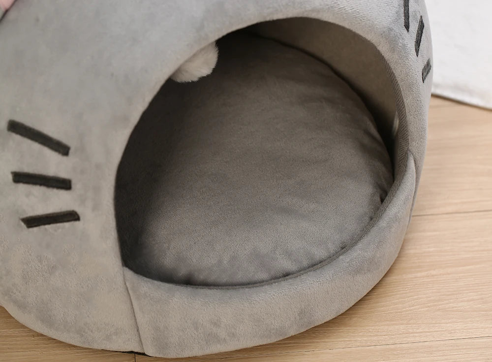 Cama Cálida y Acolchada para Gatos - Diseño Orejitas Divertidas 🐾