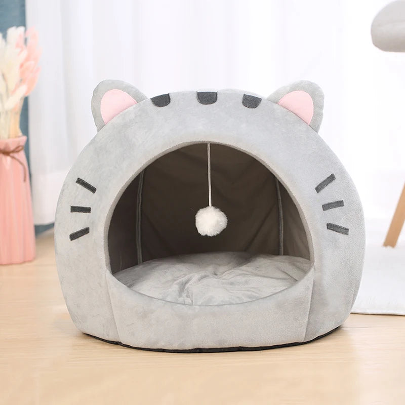 Cama Cálida y Acolchada para Gatos - Diseño Orejitas Divertidas 🐾