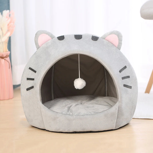 Cama Cálida y Acolchada para Gatos - Diseño Orejitas Divertidas 🐾