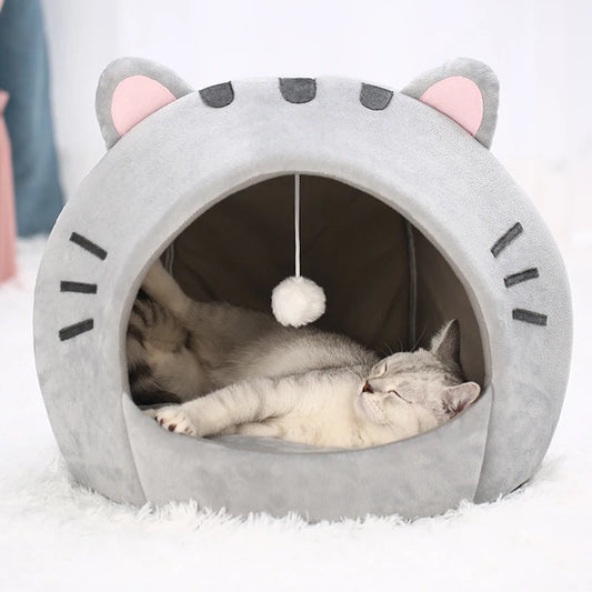 Cama Cálida y Acolchada para Gatos - Diseño Orejitas Divertidas 🐾
