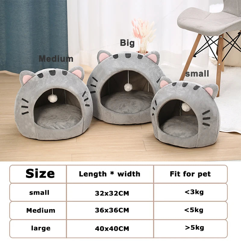 Cama Cálida y Acolchada para Gatos - Diseño Orejitas Divertidas 🐾