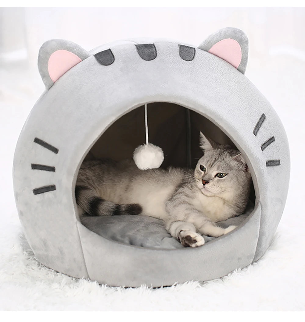 Cama Cálida y Acolchada para Gatos - Diseño Orejitas Divertidas 🐾