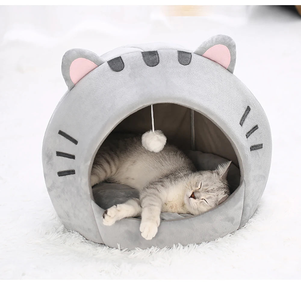Cama Cálida y Acolchada para Gatos - Diseño Orejitas Divertidas 🐾
