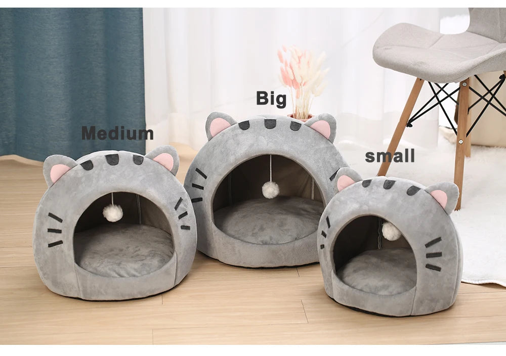 Cama Cálida y Acolchada para Gatos - Diseño Orejitas Divertidas 🐾